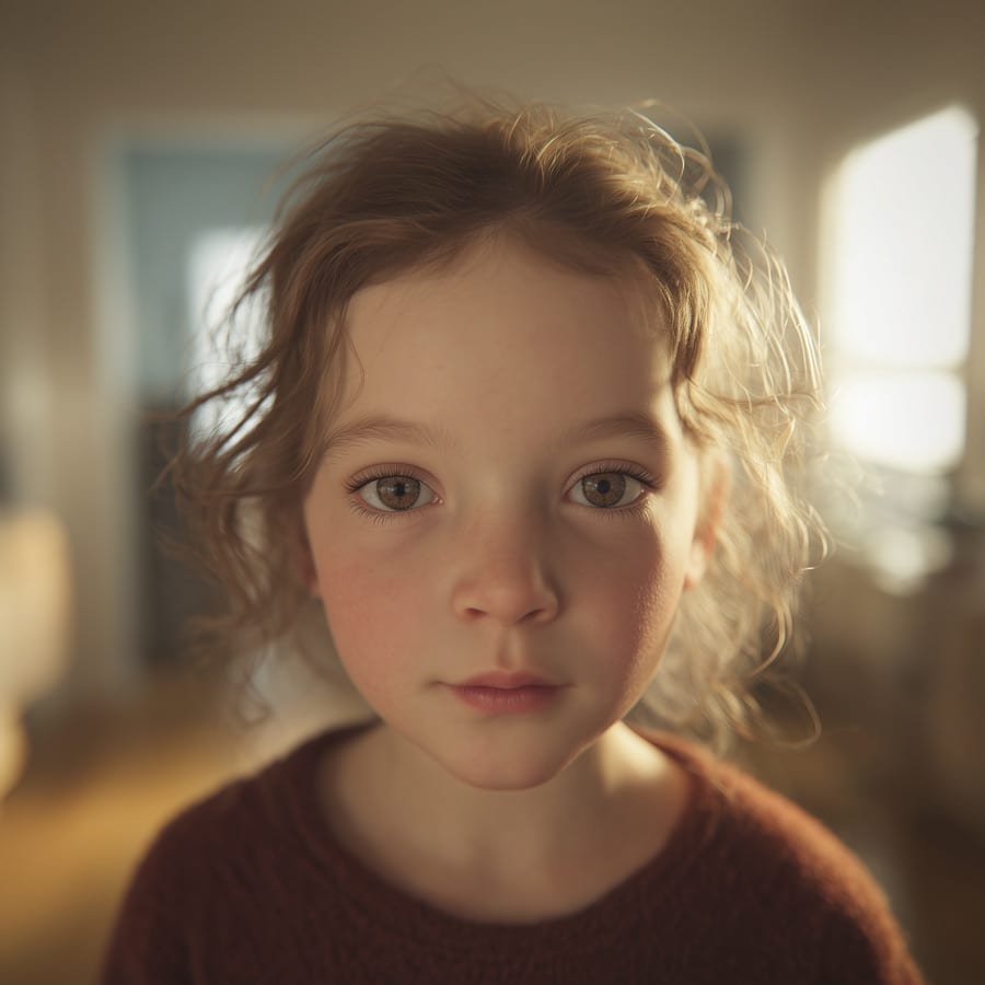 A photograph of a child named Lucía