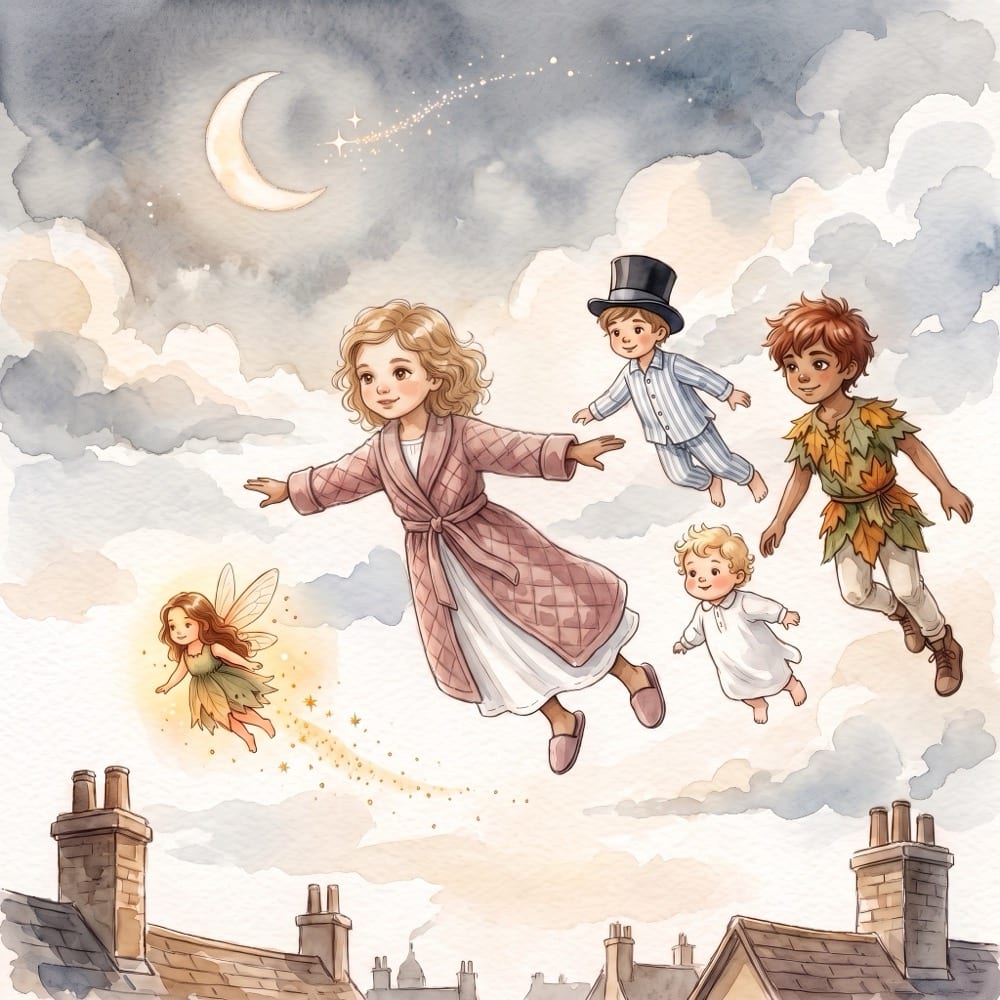 Lucía illustrated as the hero of Pan & Wendy